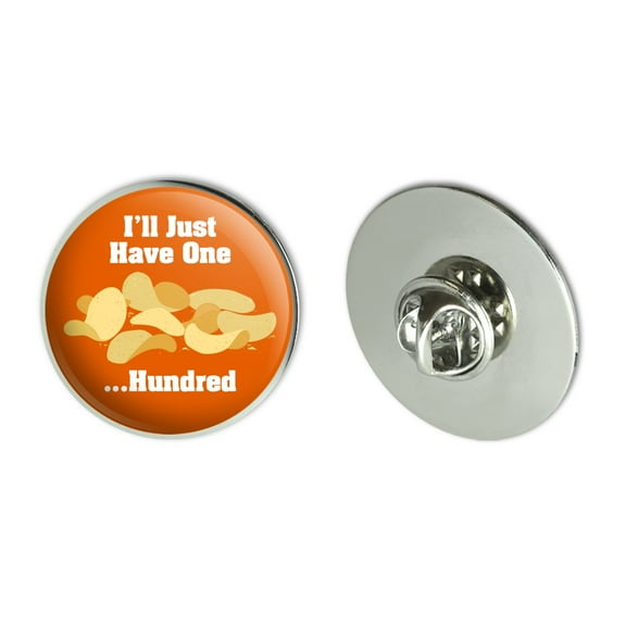 Potato Chips I'll Just Have One Hundred Funny Metal 1.1" Tie Tack Hat Lapel Pin Pinback