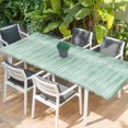 thumbnail image 2 of Green Table Cloths for 8 Foot Rectangle Tables, Modern Abstract Art Ombre Striped Patio Waterproof Elastic Fitted Tablecloths, Washable Rectangular Table Cover for Camping, 2 of 8