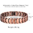 thumbnail image 2 of Pulsera de cobre para hombres Pulsera ancha de terapia magnética para aliviar el dolor de la artritis Pulsera de cobre al 99,9% con imanes fuertes Pulseras ajustables con eslabones de 9 "S, 2 of 5