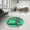 thumbnail image 3 of Ahgly Company Indoor Round Patterned Lime Mint Green Area Rugs, 8' Round, 3 of 6