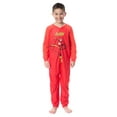 thumbnail image 4 of DC Boys' Classic The Flash One-Piece Front Zipper Union Suit Footless Sleep Pajama, 4 of 6