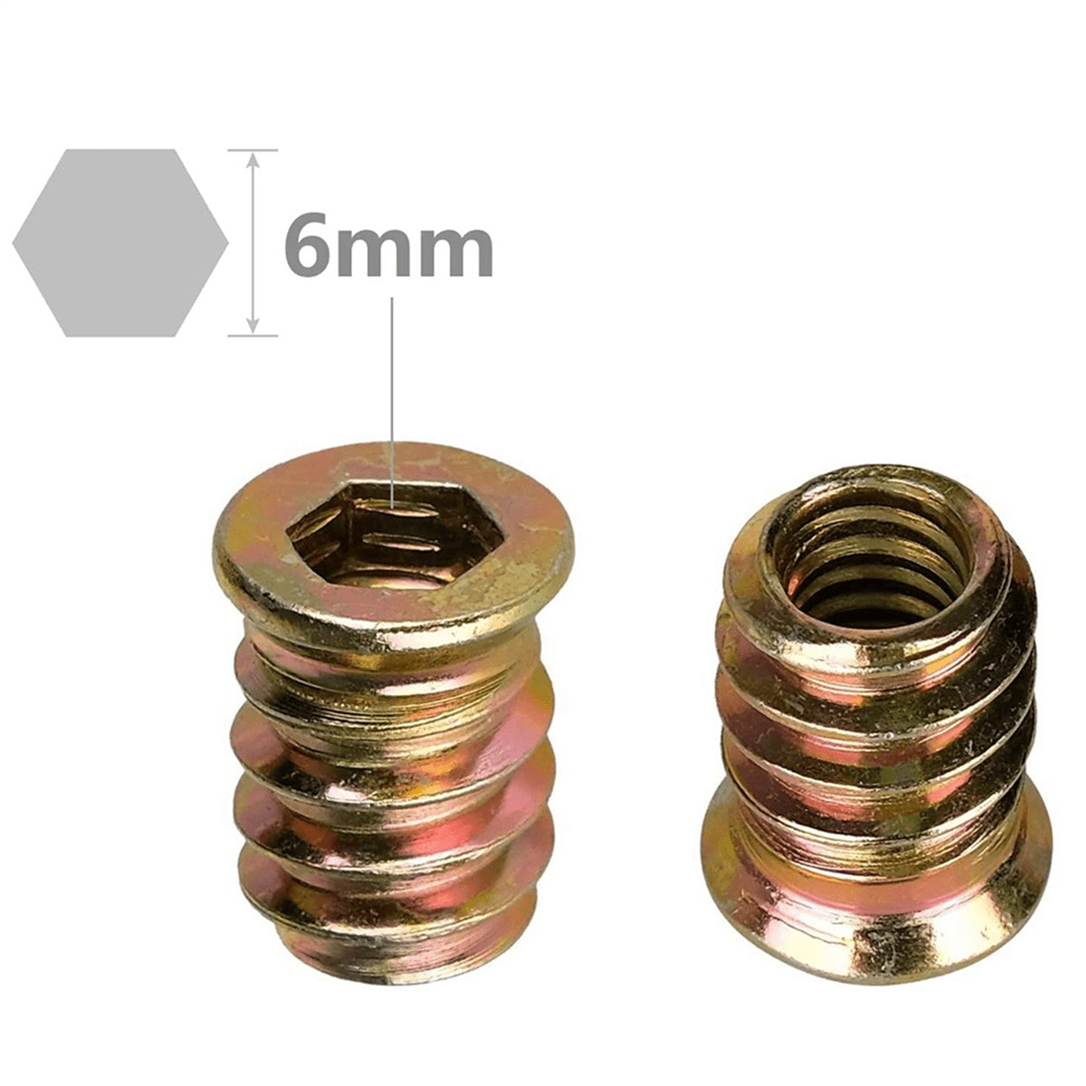 500Pcs M6 x 15mm Furniture Screw in Nut Threaded Wood Inserts Bolt Fastener Connector Hex Socket Drive
