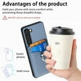 thumbnail image 6 of Allytechgroup Cards Holder Wallet Case for Apple Samsung Galaxy S23, PU Leather Slim Fit Shell Vintage Cards Slots Ring Holder Stand Easy Grip Phone Case for Samsung Galaxy S23, Blue, 6 of 7
