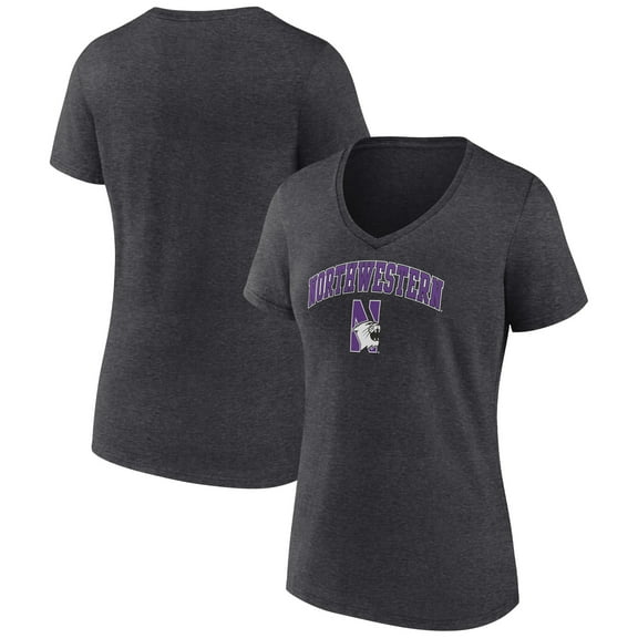 Women's Charcoal Northwestern Wildcats Campus V-Neck T-Shirt