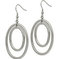 thumbnail image 3 of Stainless Steel Polished And Textured Double Oval Dangle Earrings Made In China sre988, 3 of 5