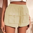 thumbnail image 5 of uublik Short Shorts for Women Drawstring Super Soft Loose Casual Shorts Beige, 5 of 5