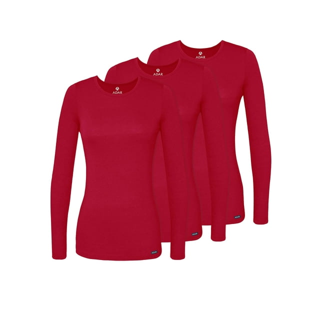 Adar sous-Couches pour Femmes, Lot de 3 - T-Shirt de sous-Couche à Manches Longues Confortable