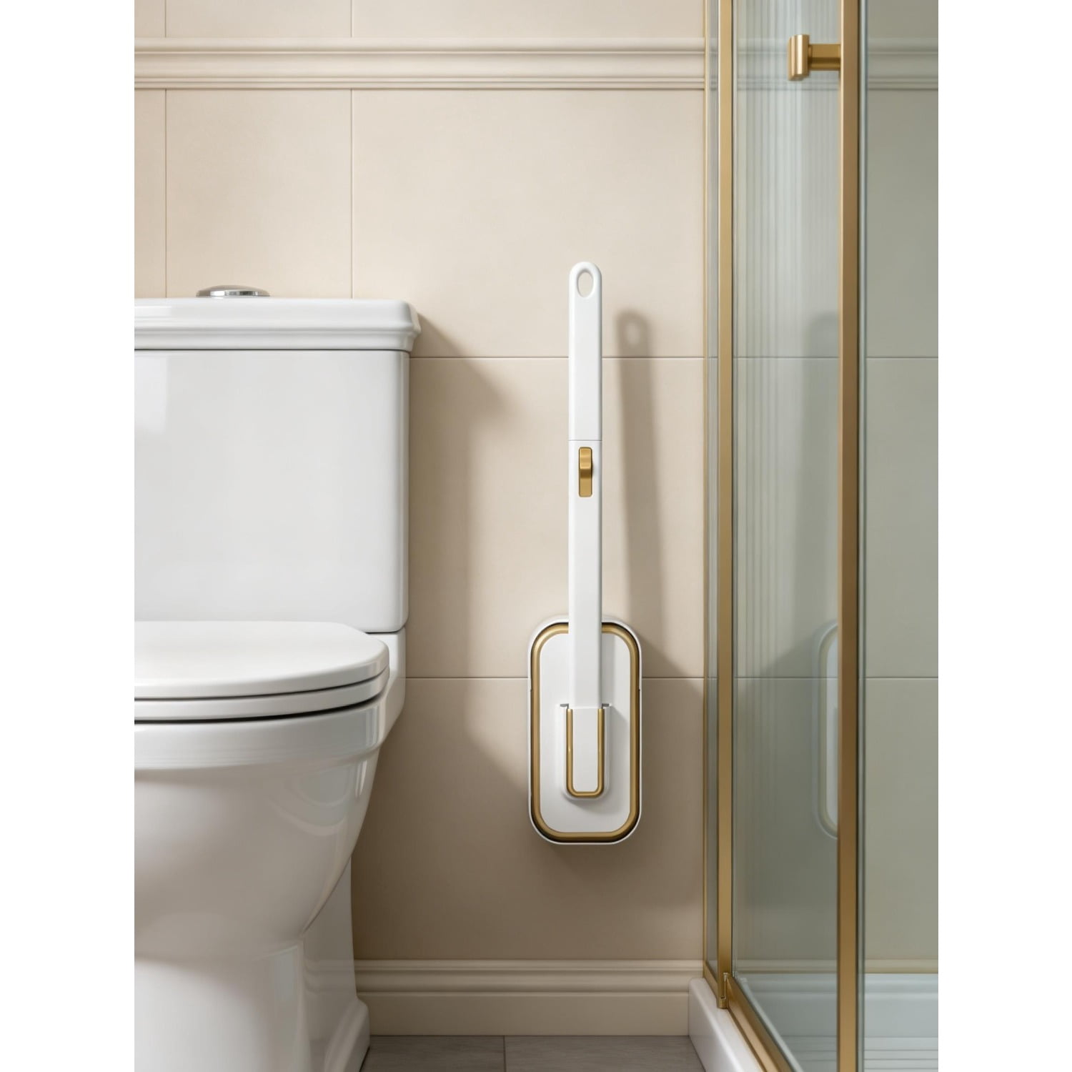 "Wall Mounted Toilet Brush Set with Disposable Heads, 3-Layer Cleaning System, One-Click Replacement Design, Bathroom Cleaning Tool with Holder and Plunger Kit "