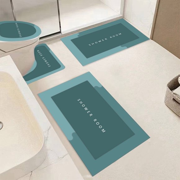 Juego de 4 alfombrillas de baño superabsorbentes, de secado rápido, lavables y antideslizantes para un suelo seguro, ideales para duchas en casa o en hoteles. Aestivo | Verde | AESTIVO