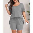 thumbnail image 4 of Daystry Womens Plus Size Pajama Sets 2 Piece Summer Short Sleeve Tops Shorts with Pockets for Lounge Sleepwear L-4XL, 4 of 9