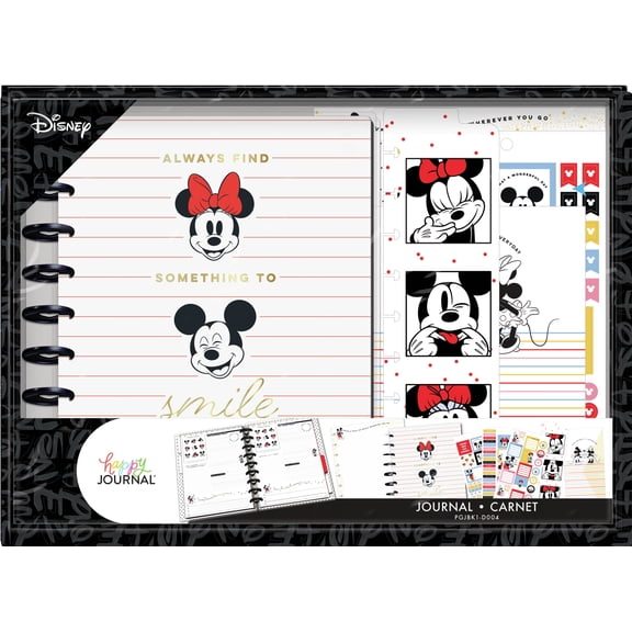 The Happy Planner, Disney, Mickey Mouse & Minnie Mouse Goals & Positivity Classic Guided Journal Box Kit, 14.25"x 2"x 10.25"
