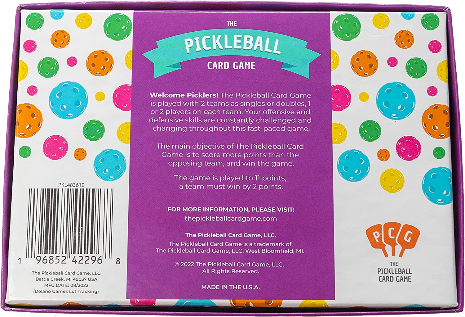 PCG Pickleball Playing Cards Game, Strategy, Luck, and Fun for Adults, 2 or 4 Players