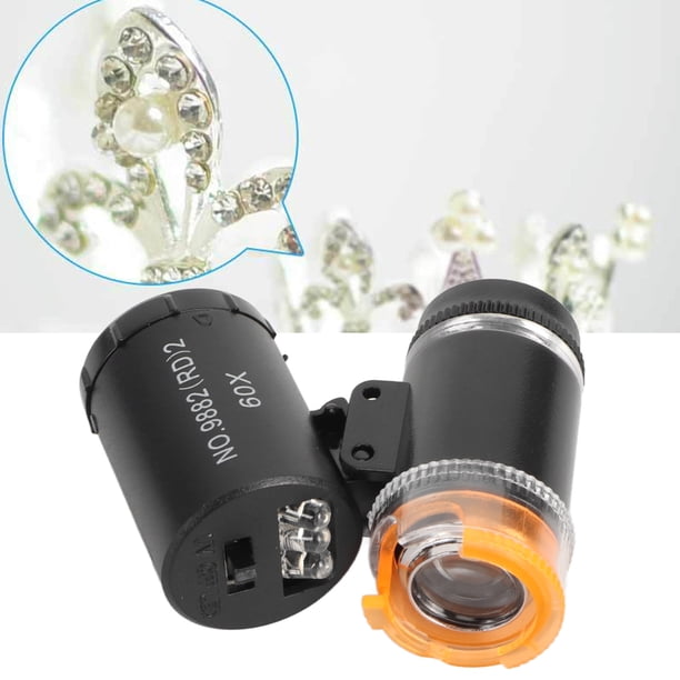 Mini Microscopio, 60X Ángulo De Luz Ajustable Plegable Microscopio De Bolsillo Liviano Lupa Detector De Moneda UV Para Antigüedades Para Monedas