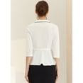 thumbnail image 3 of Peplum Top Allegra K para Mujer Cuello de Solapa y Muesca Blanco S, 3 of 6
