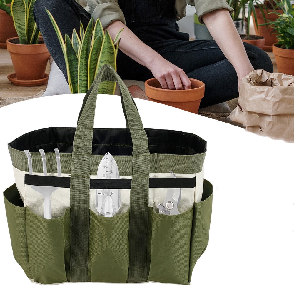 8-Pocket Gardening Tool Bag Handbag Organizer Garden Yard Oxford Cloth Planting 