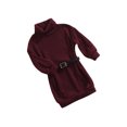thumbnail image 2 of Kiapeise Toddler Girls Fall Sweater Dress with Belt Solid Long Sleeve Knit Oversized Sweatshirt Dress, 2 of 6