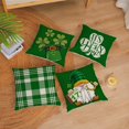 thumbnail image 3 of St. Patrick's Day Pillow Covers Set of 4 18x18 Inch Saint Patrick's Day Green Shamrock Clover Lucky Gnome Pillow Covers Cushion Covers Pillow Cases for Home Outdoor Decorations Celebrate Luck and J, 3 of 6