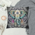 thumbnail image 2 of JRXY  Elephant Throw Pillow Cover, Ethnic Style Bohemian Pattern Creative Animal Elephant Gray Decorative Pillow Case Home Decor Pillowcase White, 2 of 5