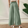 thumbnail image 4 of Lenpel Palazzo Pants for Women Trendy Elastic High Waisted Wide Leg Work Dress Pants Business Casual Trousers(Green,Large), 4 of 5