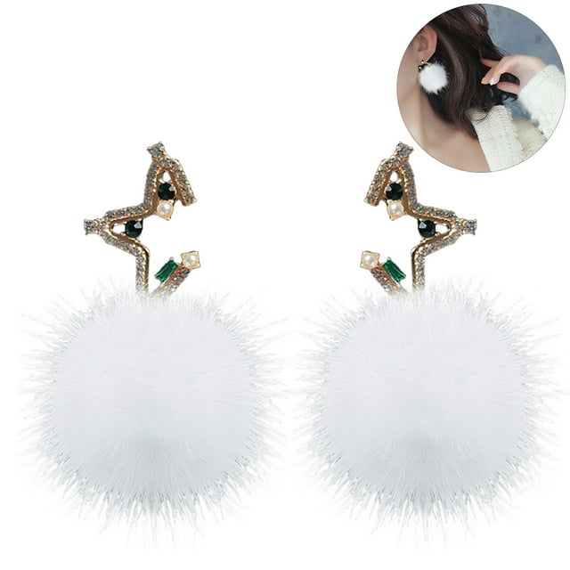Boucles d'Oreilles pour Femmes Élégantes Étoile en Cristal Pompon Boucles d'Oreilles Mode
