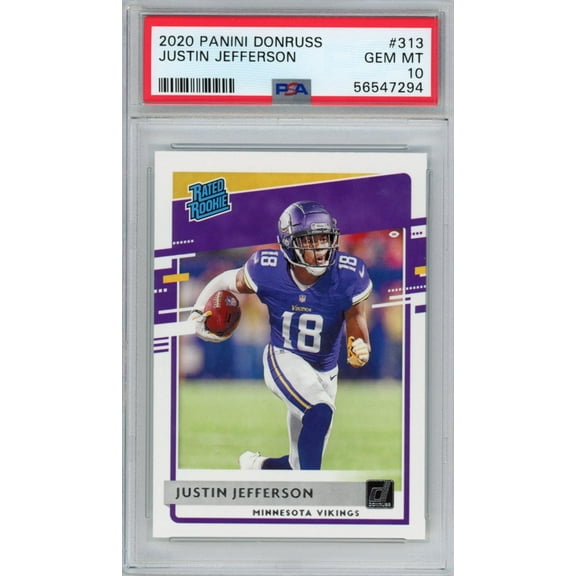 Graded 2020 Panini Donruss Justin Jefferson #313 Rookie RC Football Card PSA 10 Gem Mint
