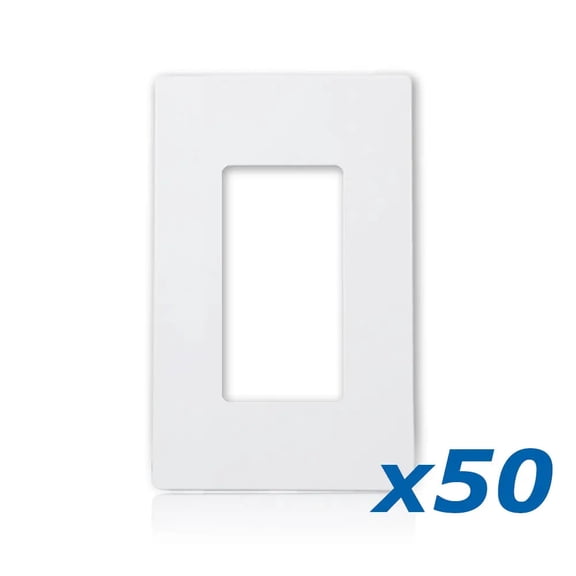 1-Gang Screwless Decorator Wall Plates GFCI Rocker Switch Outlet White (50/Pack)
