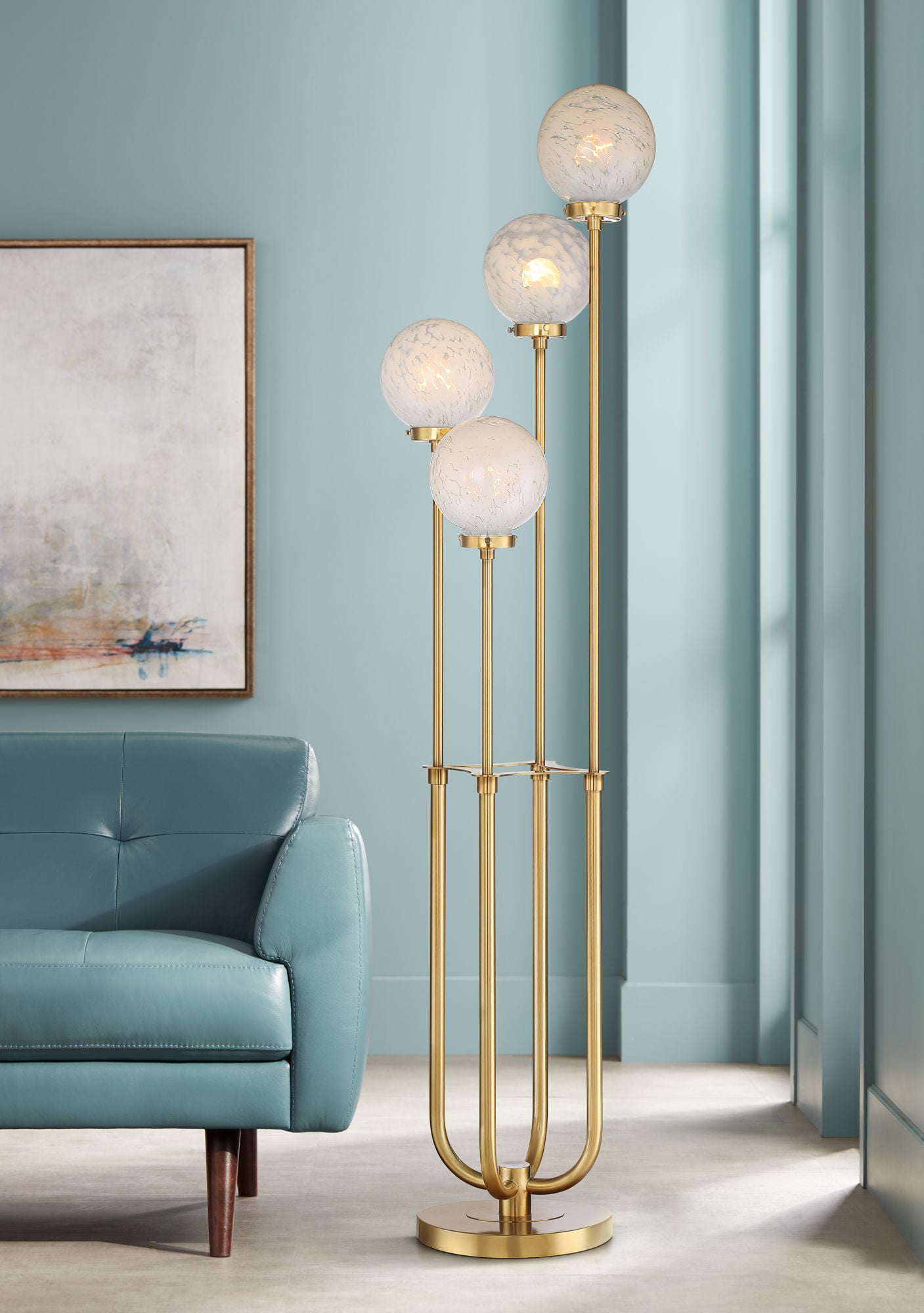 Possini Euro Design Mid Century Modern Glam Style Floor Lamp 4-Light