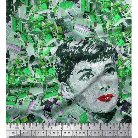 Soimoi Cotton Duck Fabric News Paper & Women Face Print Fabric by the Yard 42 Inch Wide