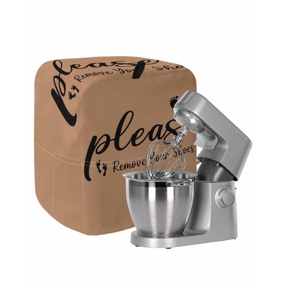 Footprint Stand Mixer Dust Cover with Storage Pocket & Handles,Vintage Brown Black Please Remove Your Shoes Fits All Tilt Head & Bowl Lift Kitchen Appliance Cover Organizer Bag Accessories,6-8 Quart