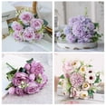 thumbnail image 2 of Ramo de flores artificiales de peonía para decoración, ramo de flores falsas de seda de color púrpura para decoración de bodas, jardín y sala de estar, para otoño, 1 ud., 2 of 4