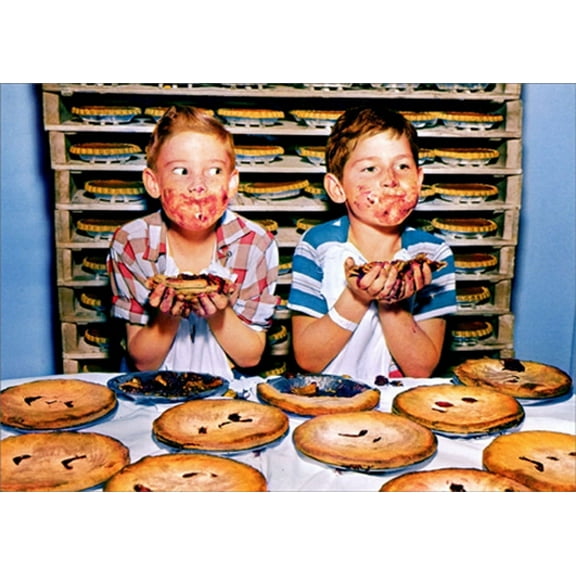 Avanti Press Two Messy Boys Eating Pies Humorous / Funny America Collection Birthday Card