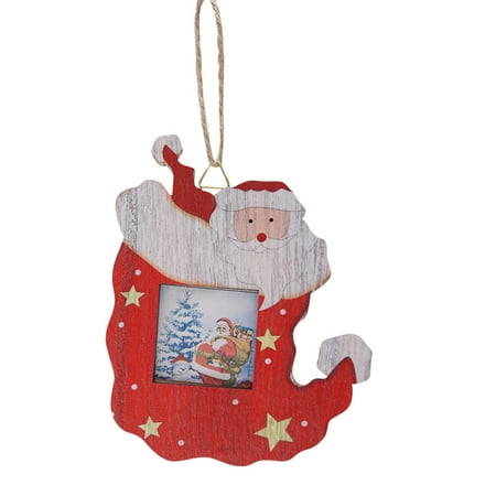 - Christmas Photo Frame Pendants Tree Wooden Ornaments Holiday Hanging Decor Gift