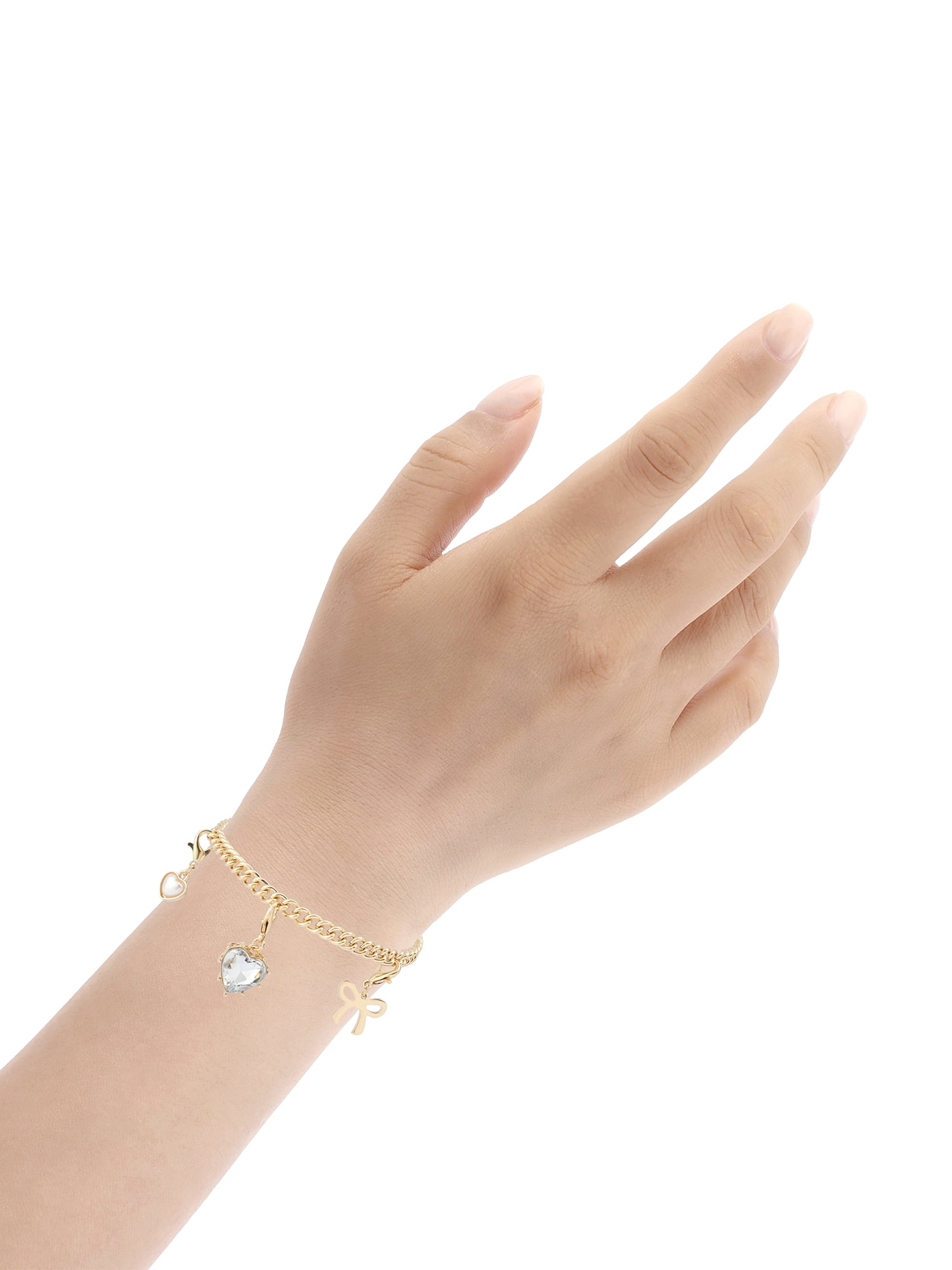 Madden NYC Women's Fashion Gold-Tone Heart Bracelet & 3-Piece Charm Giftable Boxed Jewelry Set