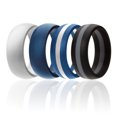 thumbnail image 1 of Anillo de Bodas de Silicona - Estilo Cúpula con Línea Media de ROQ para Hombre - 4 x 12 mm Blanco, Azul, Azul con Línea Blanca, Negro con Línea Gris, 1 of 1