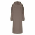 thumbnail image 5 of Wlynlyn Womens Hoodies Dress Long Sleeve Drawstring V Neck Casual Loose Hooded Sweatshirt Fall Solid Slit Sweat Dresses with Pocket, 5 of 7