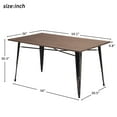 thumbnail image 4 of Metal Dining Table Set Antique Style Rectangular Dining Table with Metal Legs Table+Bench, 4 of 5