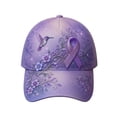 thumbnail image 2 of Womens Mens Purple Ribbon Alzheimer'S Awareness Floral & Hummingbird Print Caps Alzheimer'S Awareness Support Hat Unisex Purple Ribbon Baseball Cap, 2 of 3
