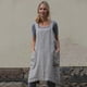 thumbnail image 3 of Ropa holgada para el hogar, delantal de lino y algodón para mujer, delantal con espalda cruzada, vestido tipo delantal para hornear, cocinar, trabajos de jardinería, 3 of 8