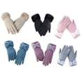 thumbnail image 7 of Naierhg 1 Pair Bowknot Decor Thickened Solid Color Women Gloves Autumn Winter Double sided Fleece Driving Gloves keep warm Beige, 7 of 7