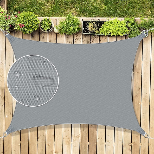 Sun Shade Sail, 10'x10' Rectangle Awning Canopy, Waterproof Shade Sail, 95% UV with Free Rope,