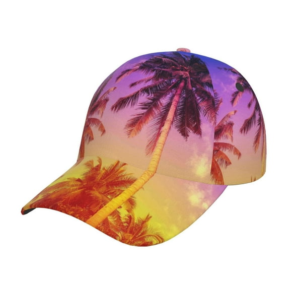 Saiise Palm Trees at Sunset Print Adjustable Baseball Cap, Workout Hat for Men and Women, Classic Dad Hat and Snapback Style