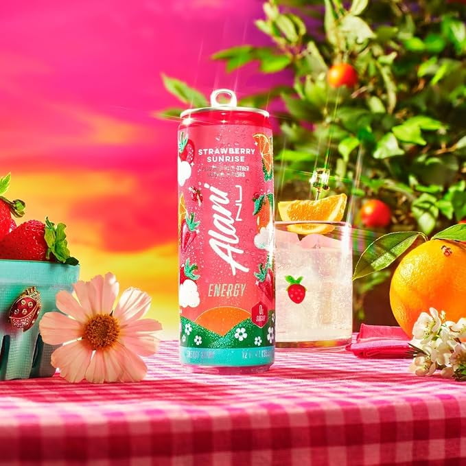Alani Nu Energy Drink Strawberry Sunrise, 200mg Caffeine, Zero