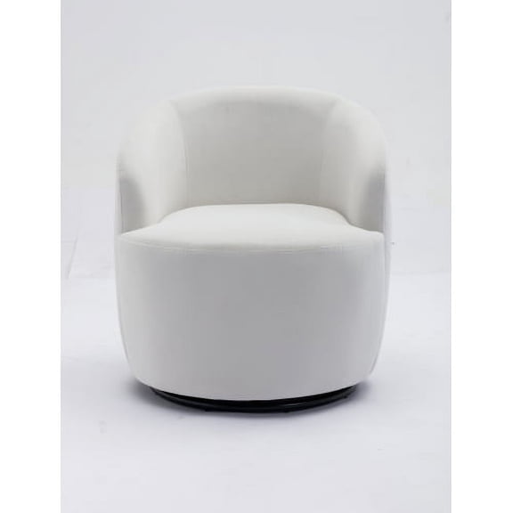 Cterwk Velvet Upholstered Accent Chair with Metal Base, Swivel Armchair for Living Room, Office, White