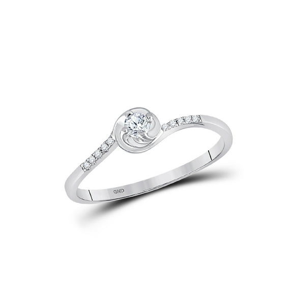 10kt White Gold Womens Round Diamond Solitaire Promise Ring 1/10 Cttw