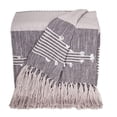 thumbnail image 6 of 50" X 60" Gray Woven Cotton Striped Throw Blanket with Tassels and Embroidery, 6 of 9