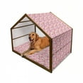 thumbnail image 1 of Pink Pet House, Geometric Triangle Patterns with Polka Dots Lines Zig Zag Prints Abstract Image Print, Outdoor & Indoor Portable Dog Kennel with Pillow and Cover, 5 Sizes, Multicolor, by Ambesonne, 1 of 4