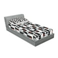 thumbnail image 2 of Ambesonne Geometric Fitted Sheet & Pillow Sham Set, Creative Modern Shapes, Twinxl, Grey Vermilion, 2 of 2