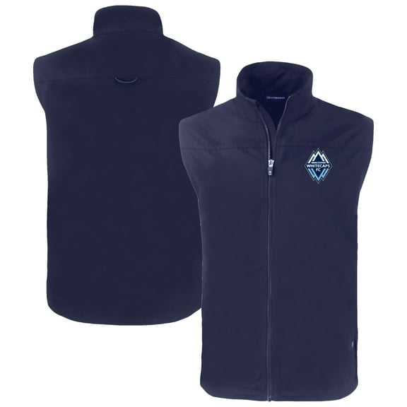 Men's-Cutter & Buck  Navy Vancouver Whitecaps FC Big & Tall Charter Eco Full-Zip Vest