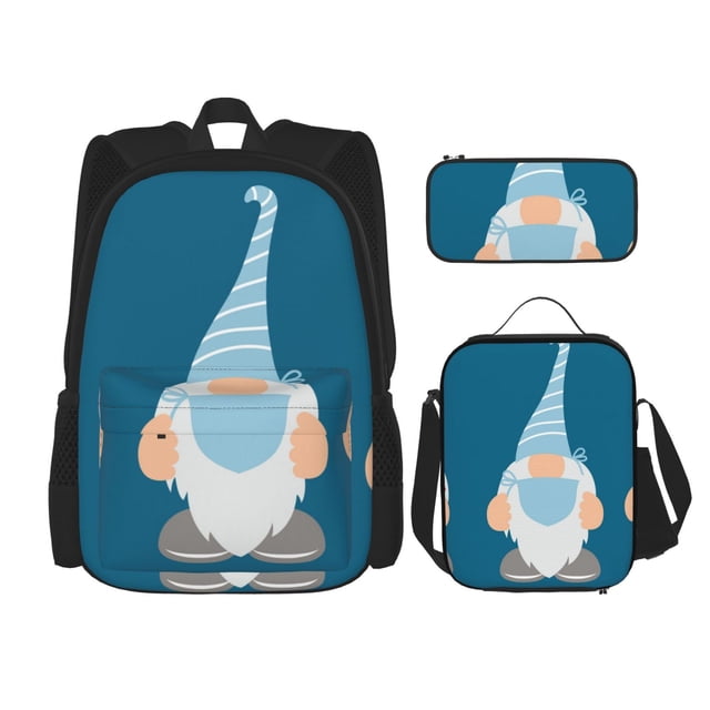 Balery Nurse Doctor Gnomes Mochila Escolar 3 en 1 para Niños - Mochila Resistente con Lonchera Térmica y Estuche - Mochila Escolar para Niños y Niñas