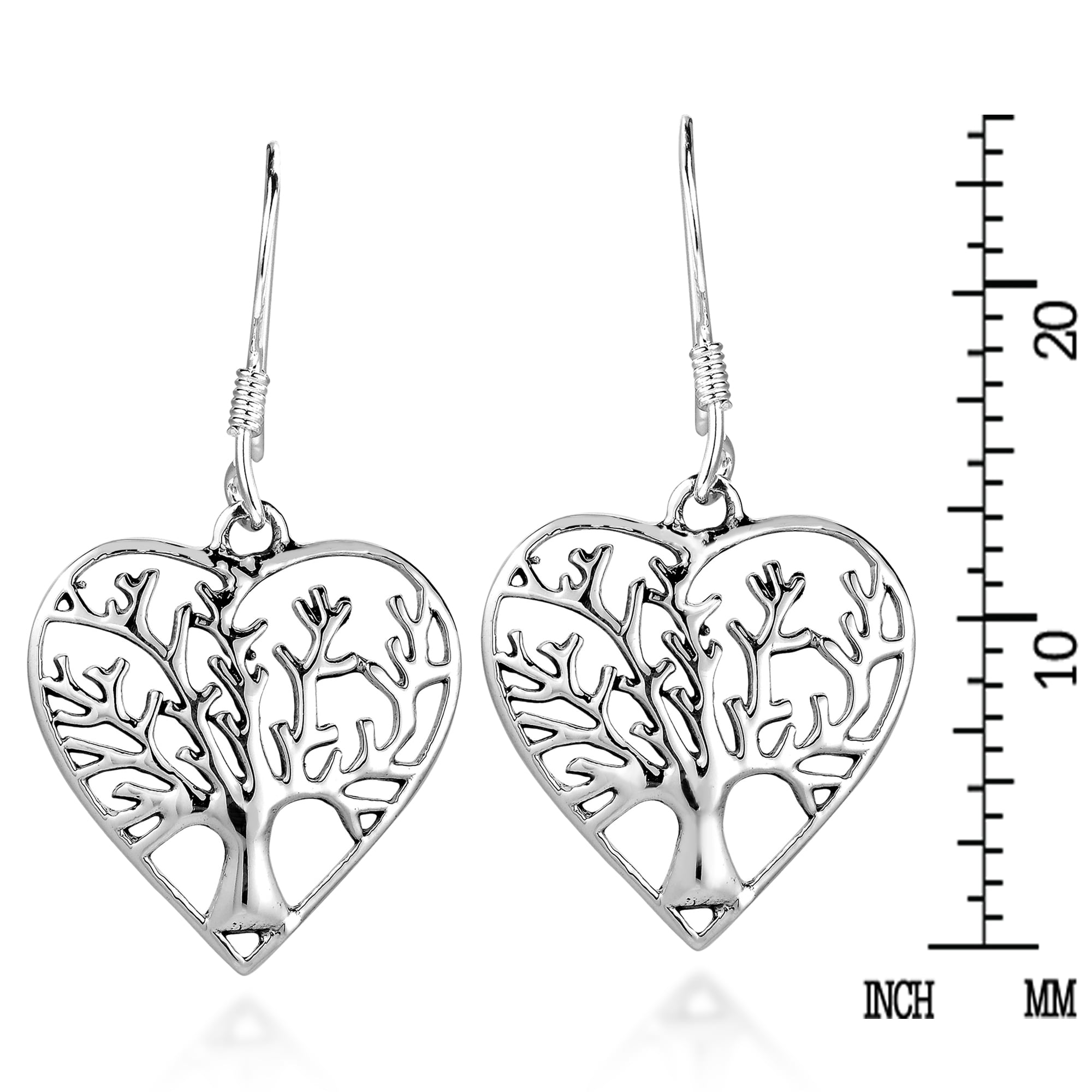 Earrings tree of life heart shape